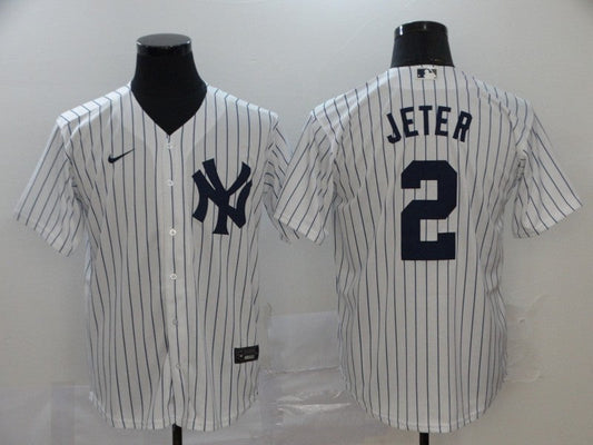 Men's New York Yankees Derek Jeter #2 White Replica Baseball Jerseys