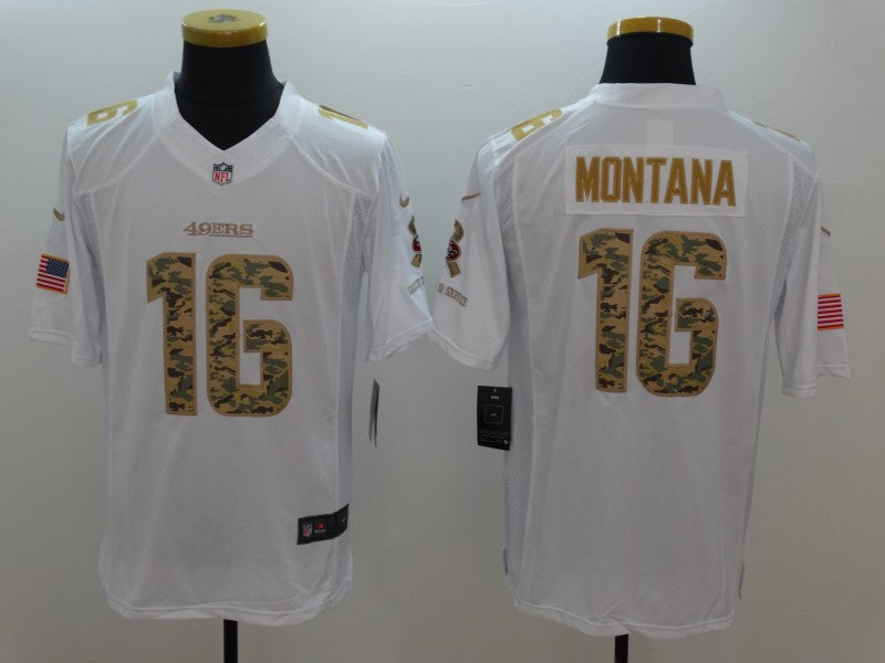 Men's San Francisco 49ers Joe Montana #16 White Player Game Jerseys