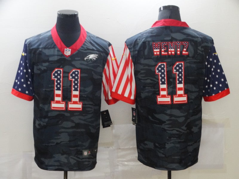 Men's Philadelphia Eagles Carson Wentz #11 Grey Camouflage Game Player Jerseys