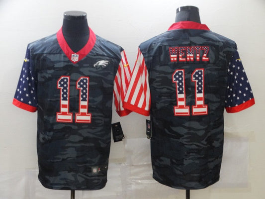 Men's Philadelphia Eagles Carson Wentz #11 Grey Camouflage Game Player Jerseys