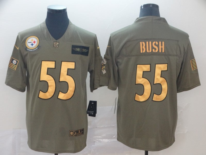 Men's Pittsburgh Steelers Devon Bush Jr. #55 Brown Game Player Jerseys