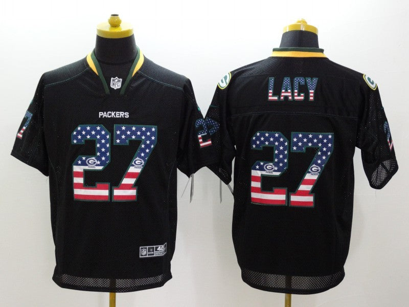Men's Green Bay Packers Eddie Lacy #27 Black Game Jerseys