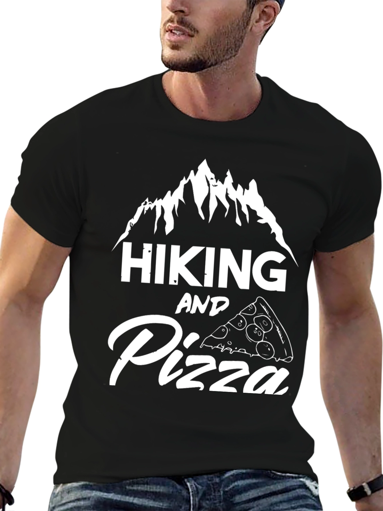 Hiking and Pizza Graphic T-Shirt