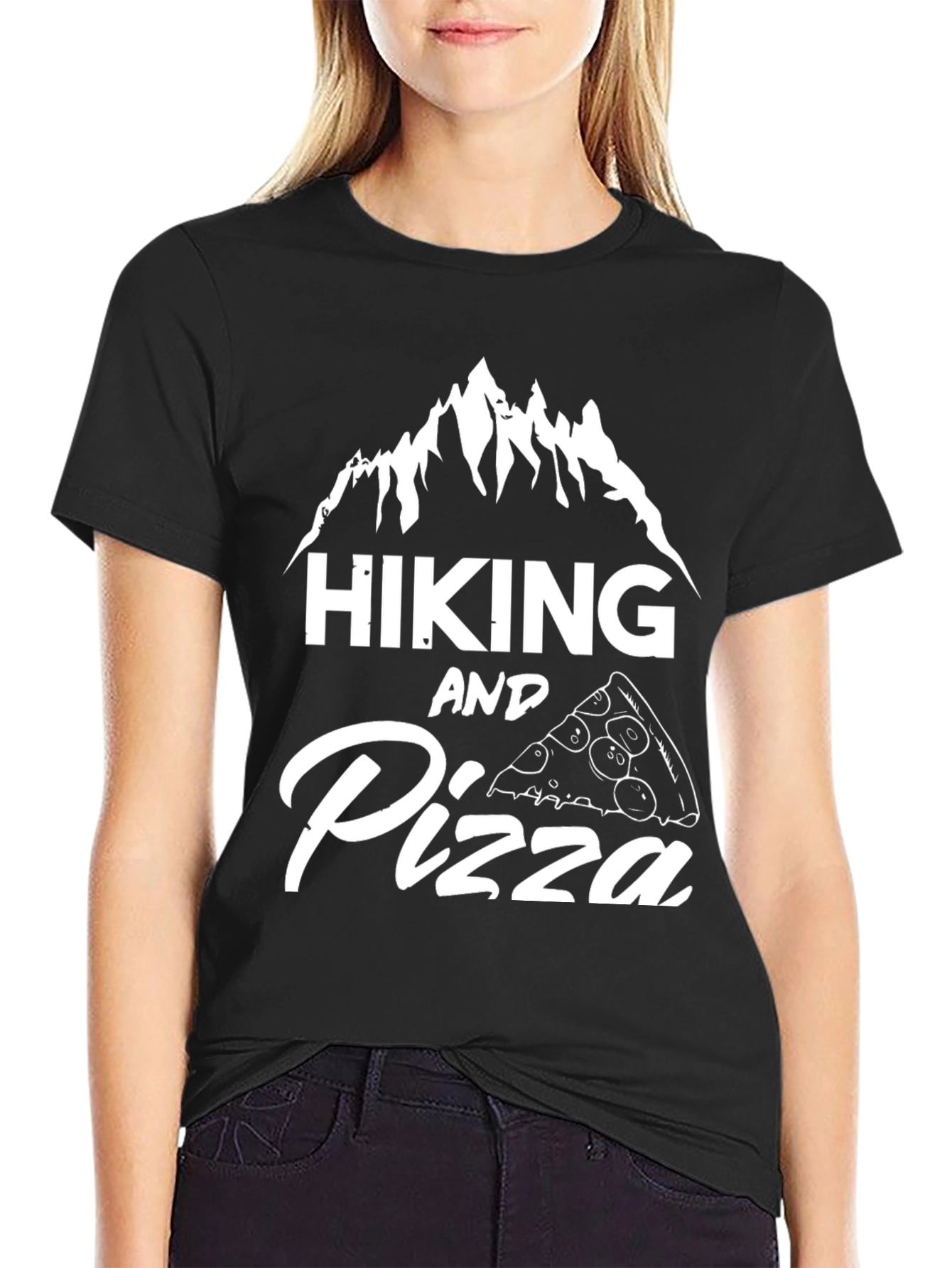 Hiking and Pizza Graphic T-Shirt