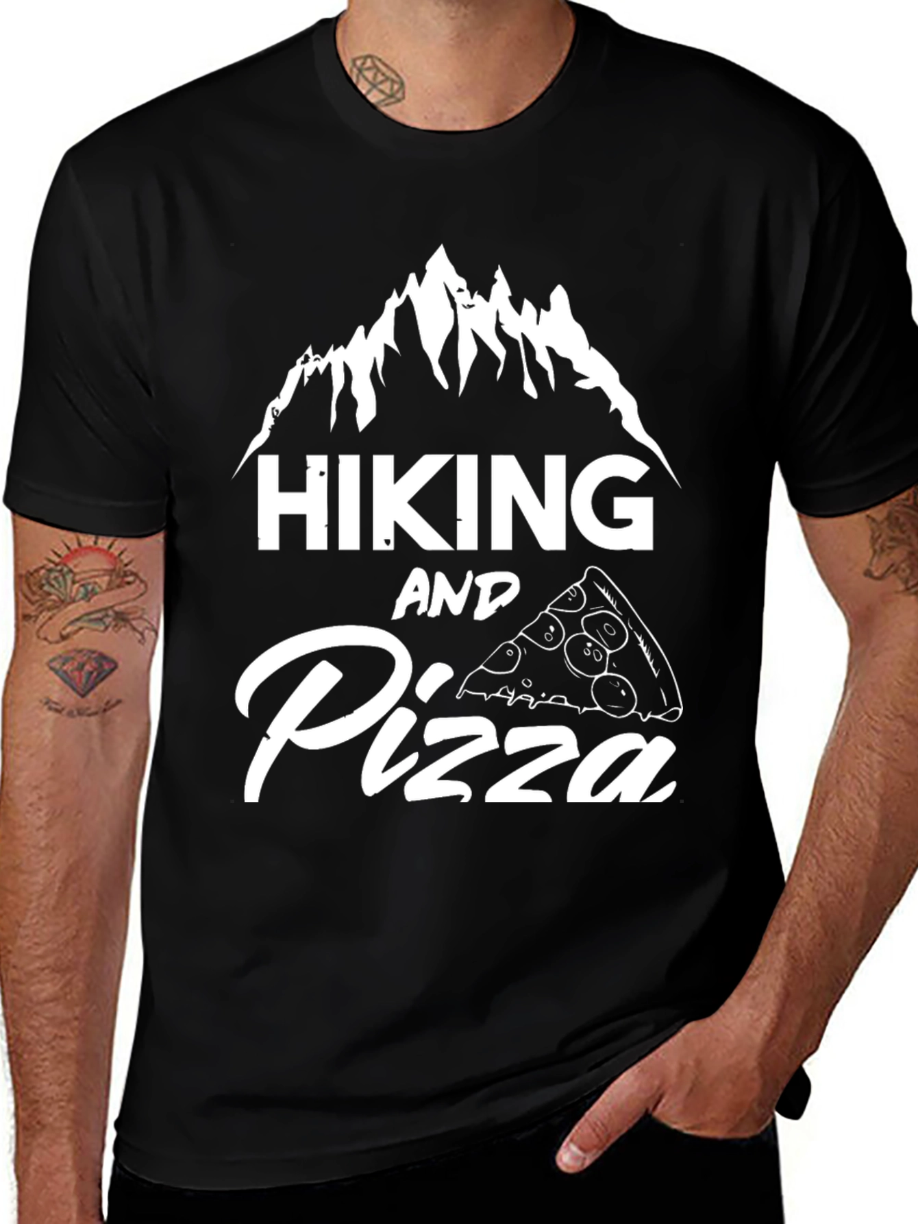 Hiking and Pizza Graphic T-Shirt