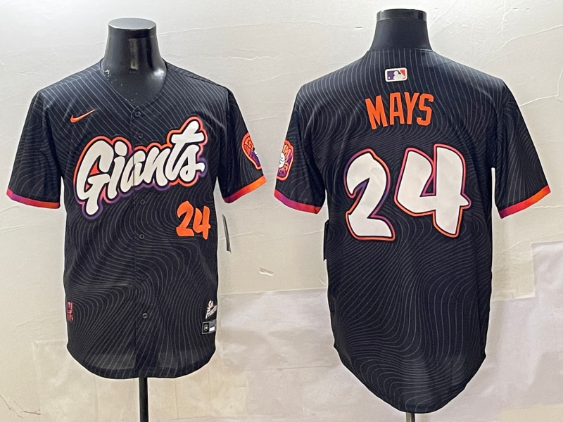 Men's San Francisco Giants Willie Mays #24 Black 2025 City Connect Limited Player Jerseys