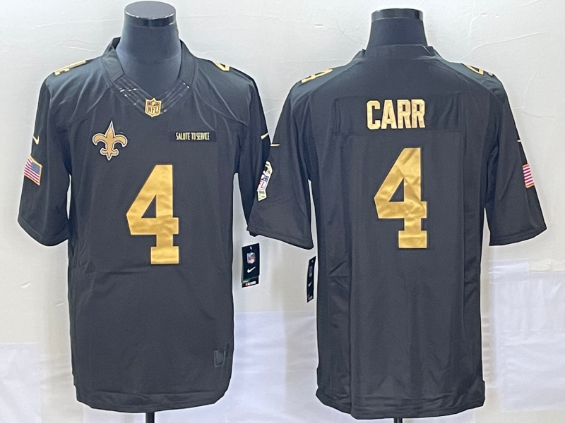Men's New Orleans Saints #4 Derek Carr Black Game Player Jerseys