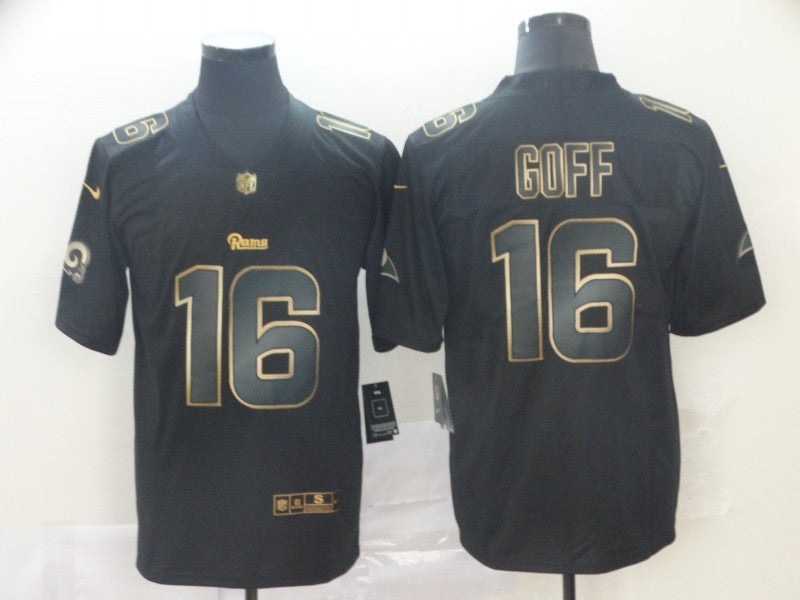 Men's Los Angeles Rams Jared Goff #16 Black Game Player Jerseys