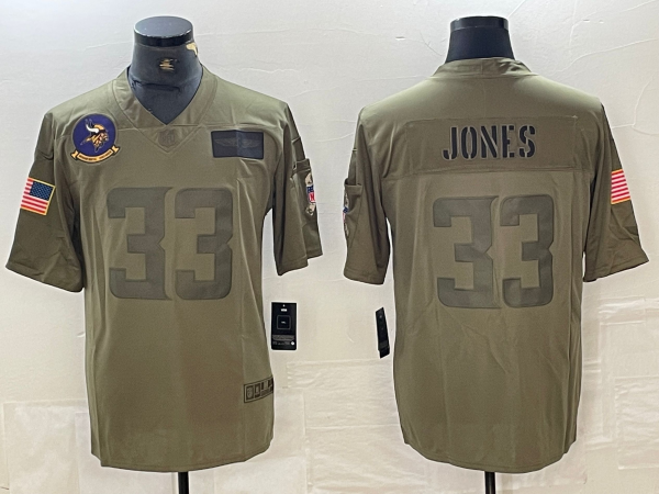 Men's Minnesota Vikings Aaron Jones #33 Olive Game Jerseys
