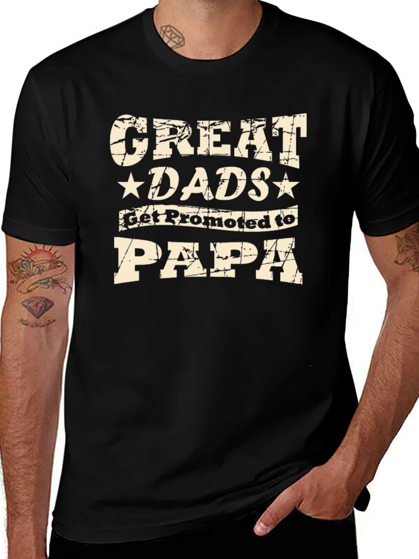Great Dads Get Promoted to Papa Black T-Shirt
