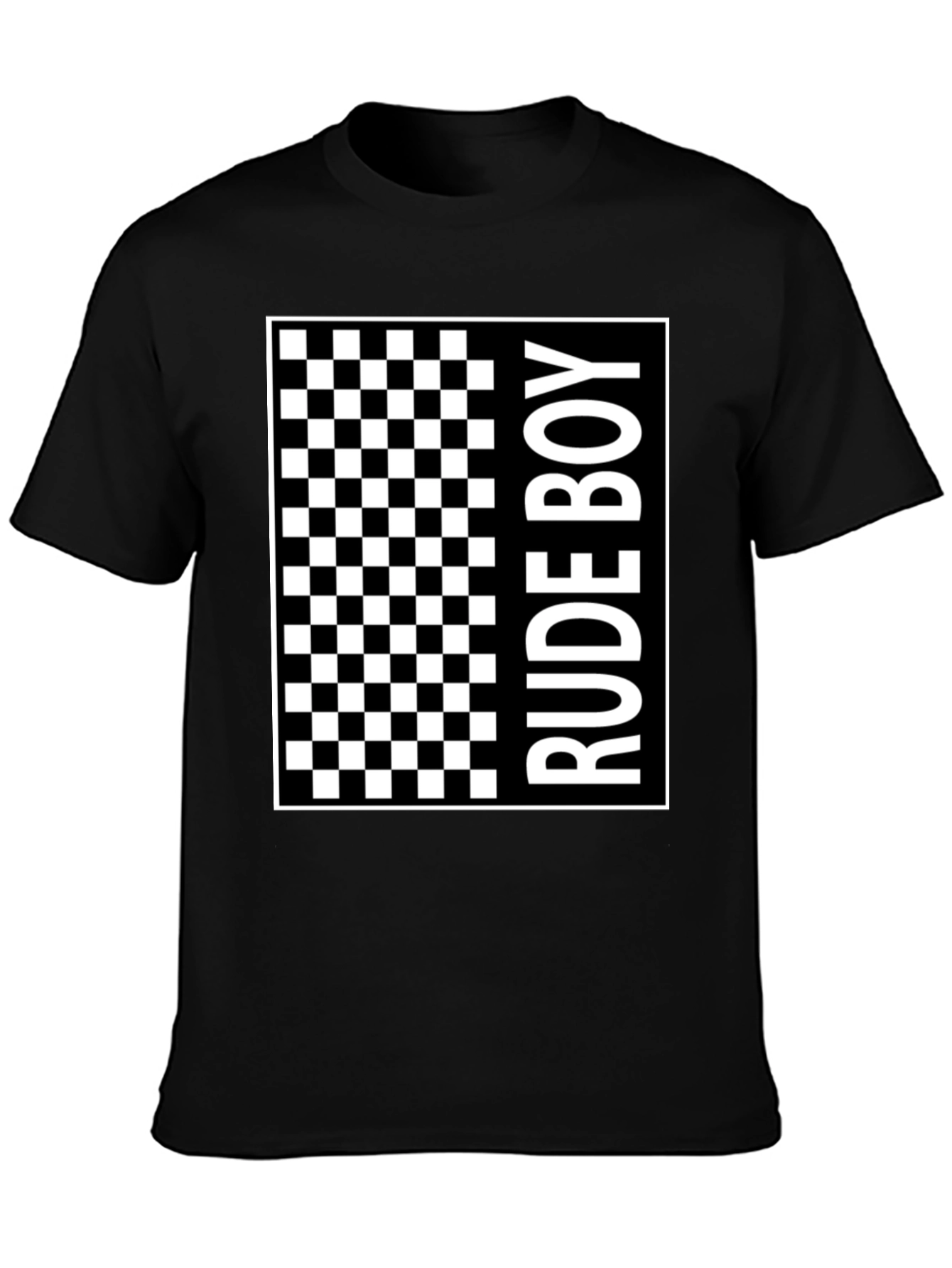 Rude Boy Checkered Graphic Print T-Shirt