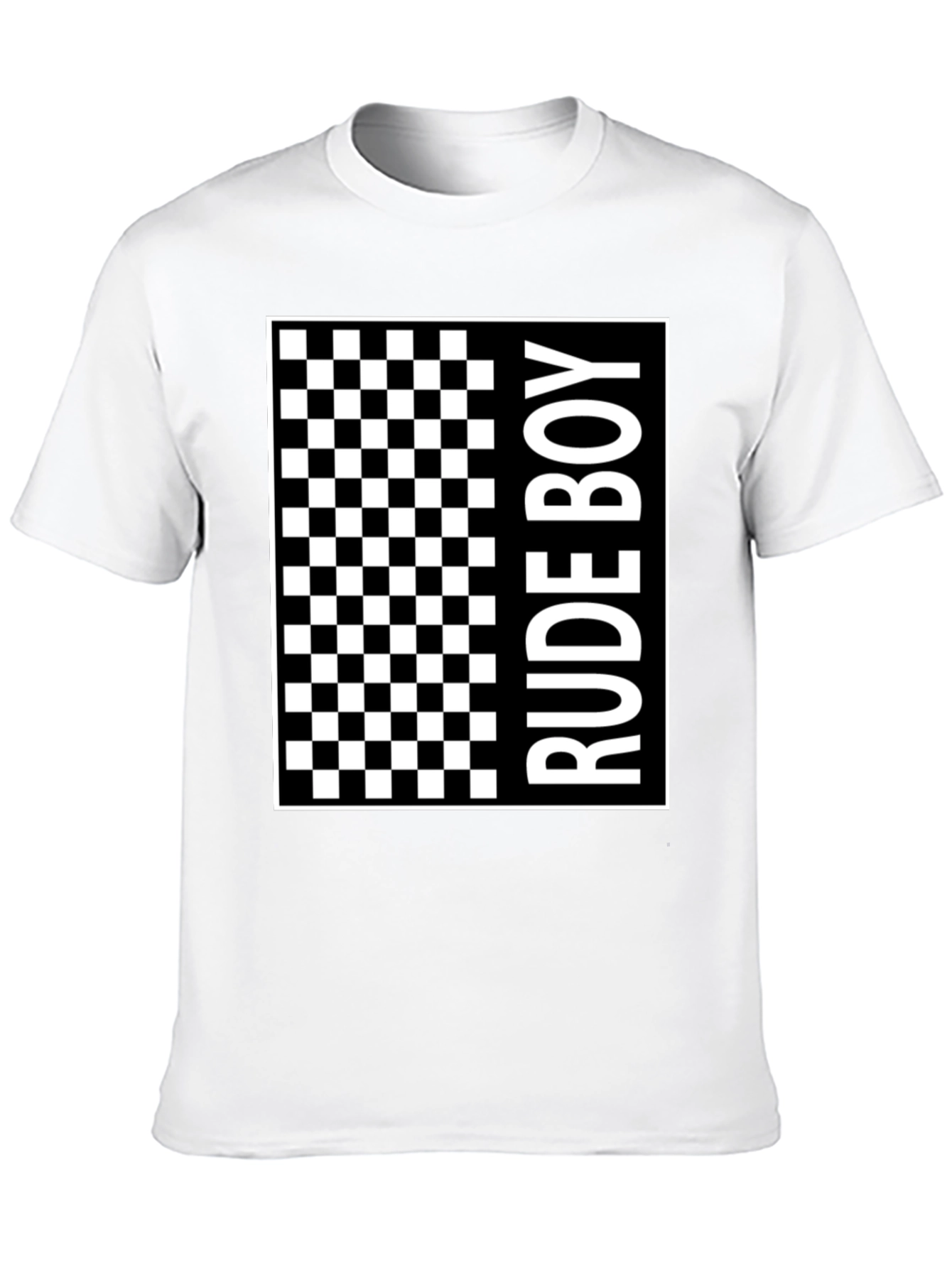Rude Boy Checkered Graphic Print T-Shirt