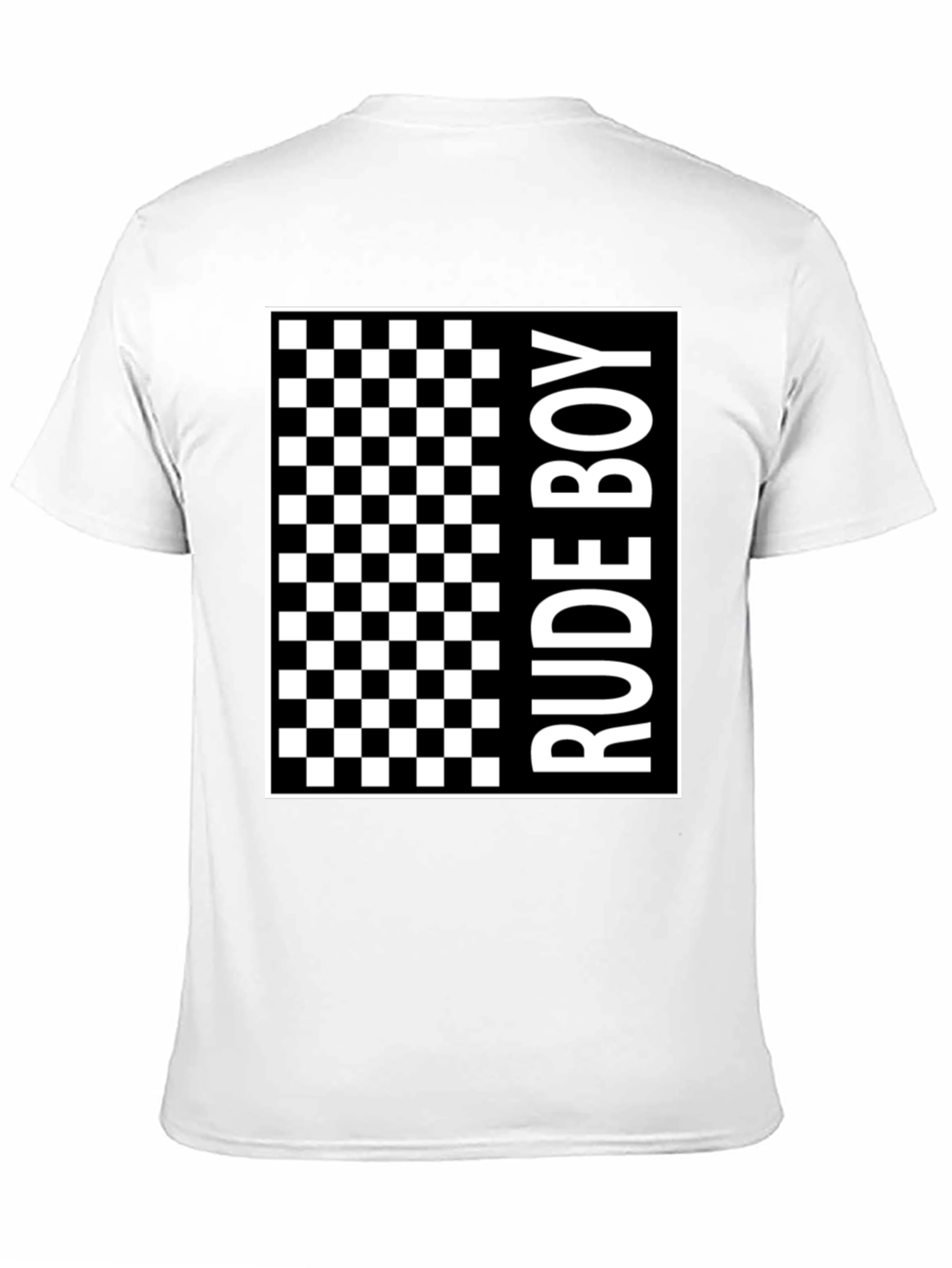 Rude Boy Checkered Graphic Print T-Shirt