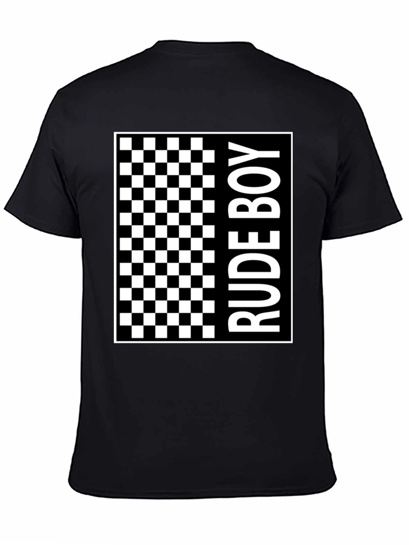Rude Boy Checkered Graphic Print T-Shirt