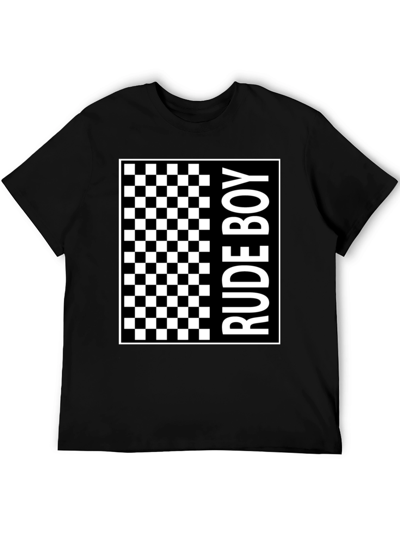 Rude Boy Checkered Graphic Print T-Shirt