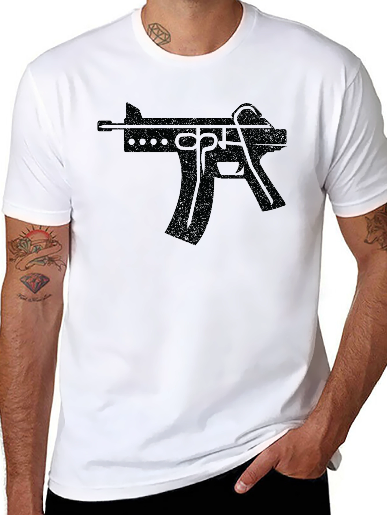 Black Gun Graphic T-Shirt - Edgy Streetwear