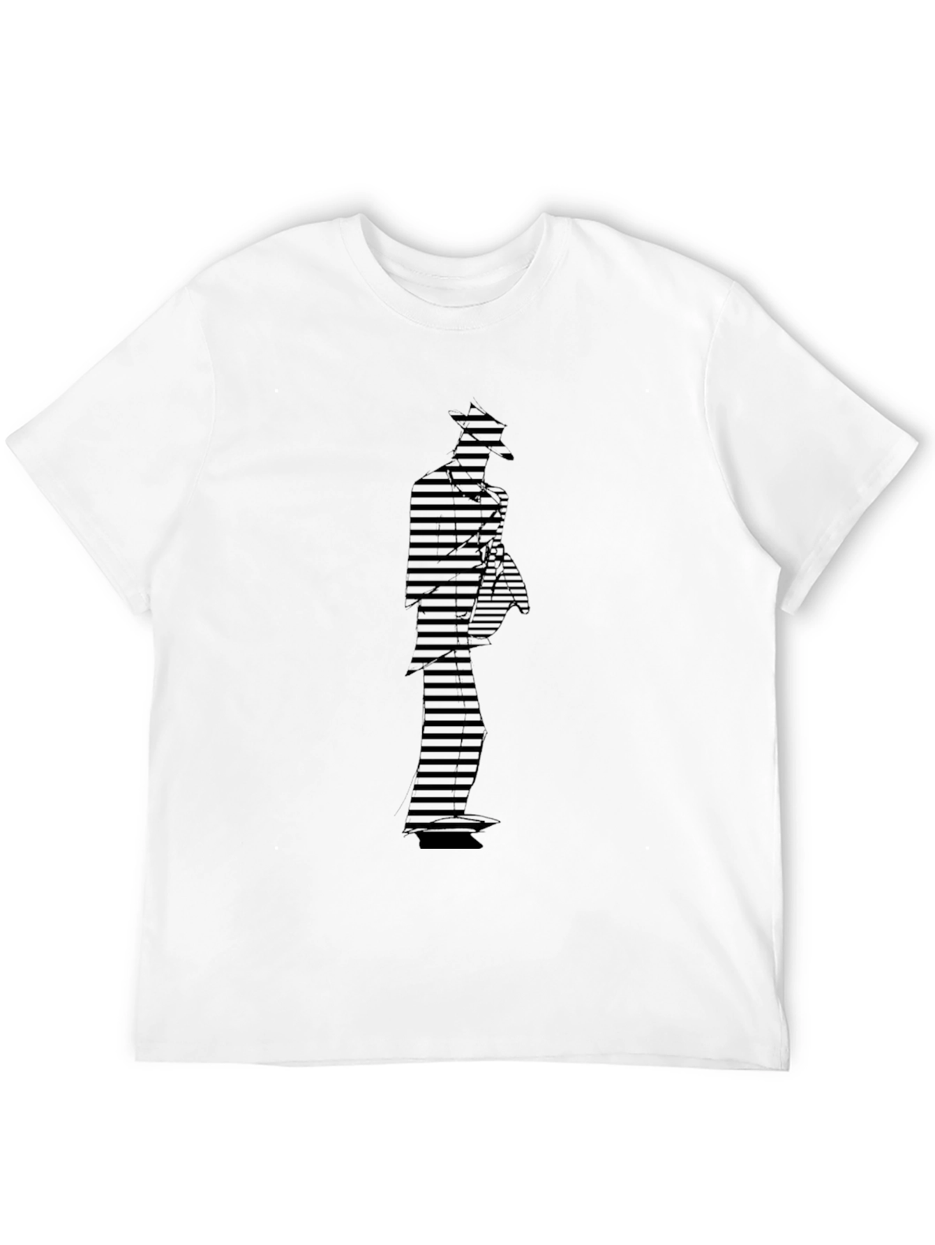 Stylish Striped Silhouette Black T-Shirt