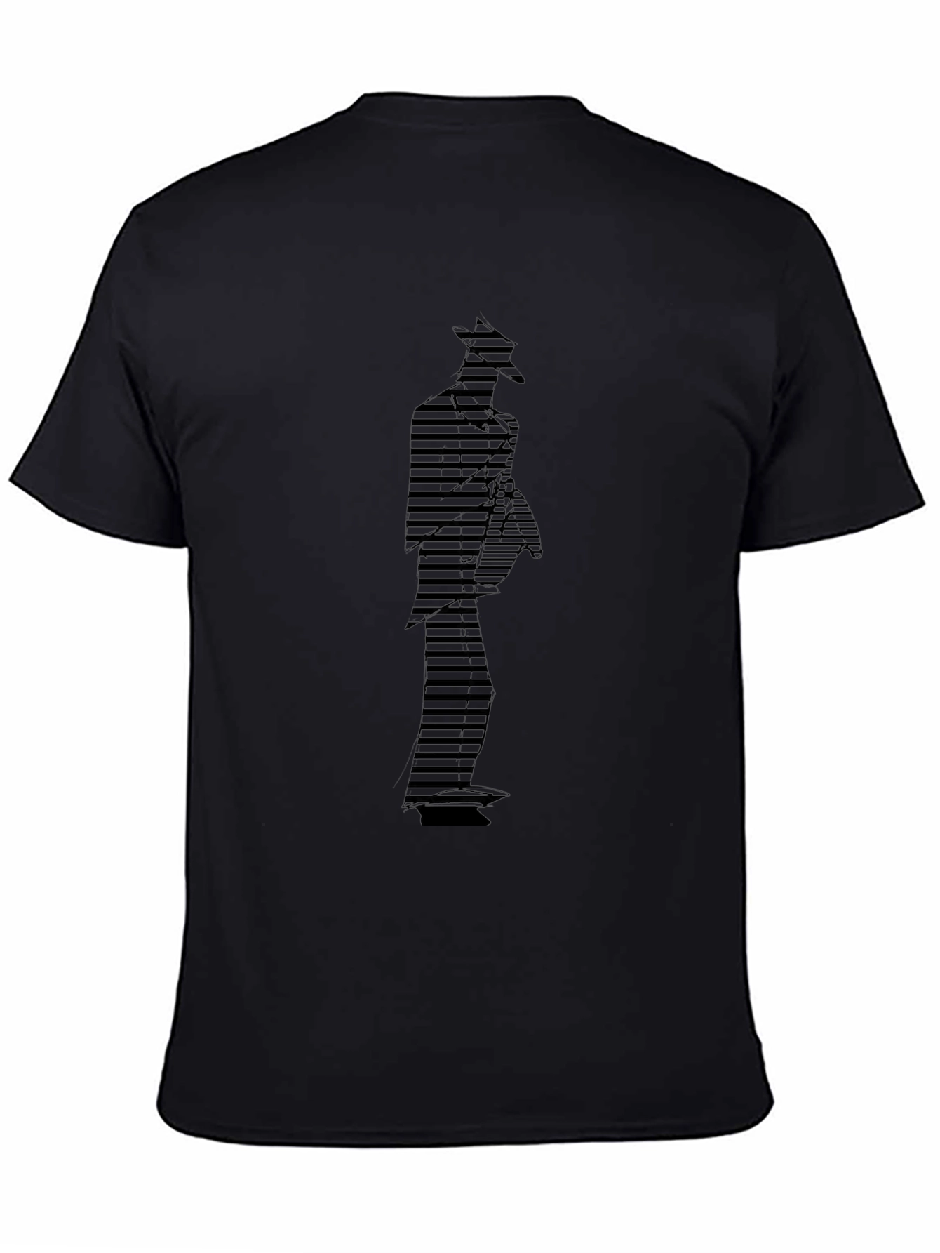 Stylish Striped Silhouette Black T-Shirt