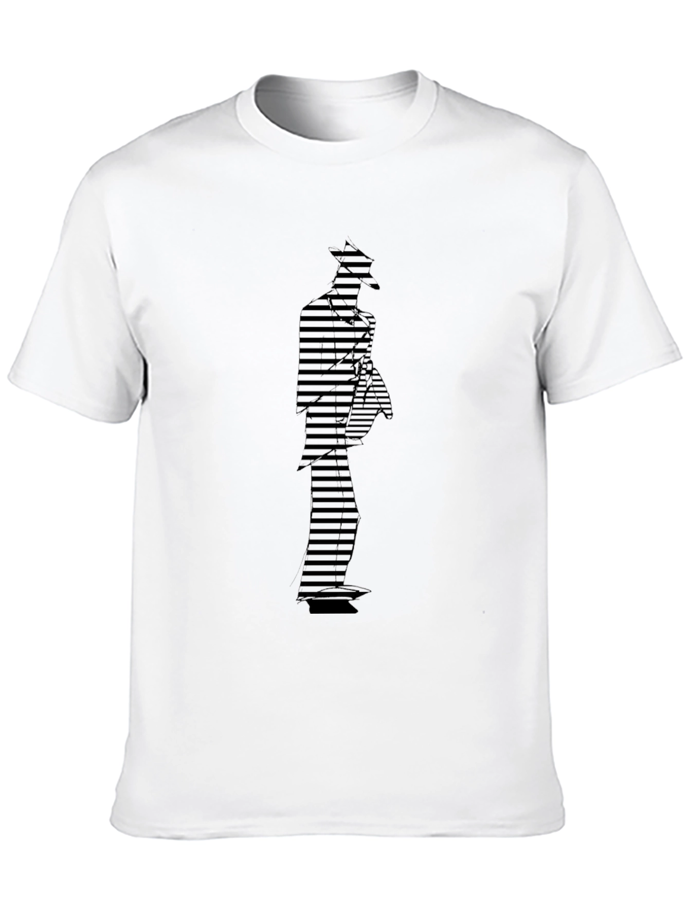 Stylish Striped Silhouette Black T-Shirt