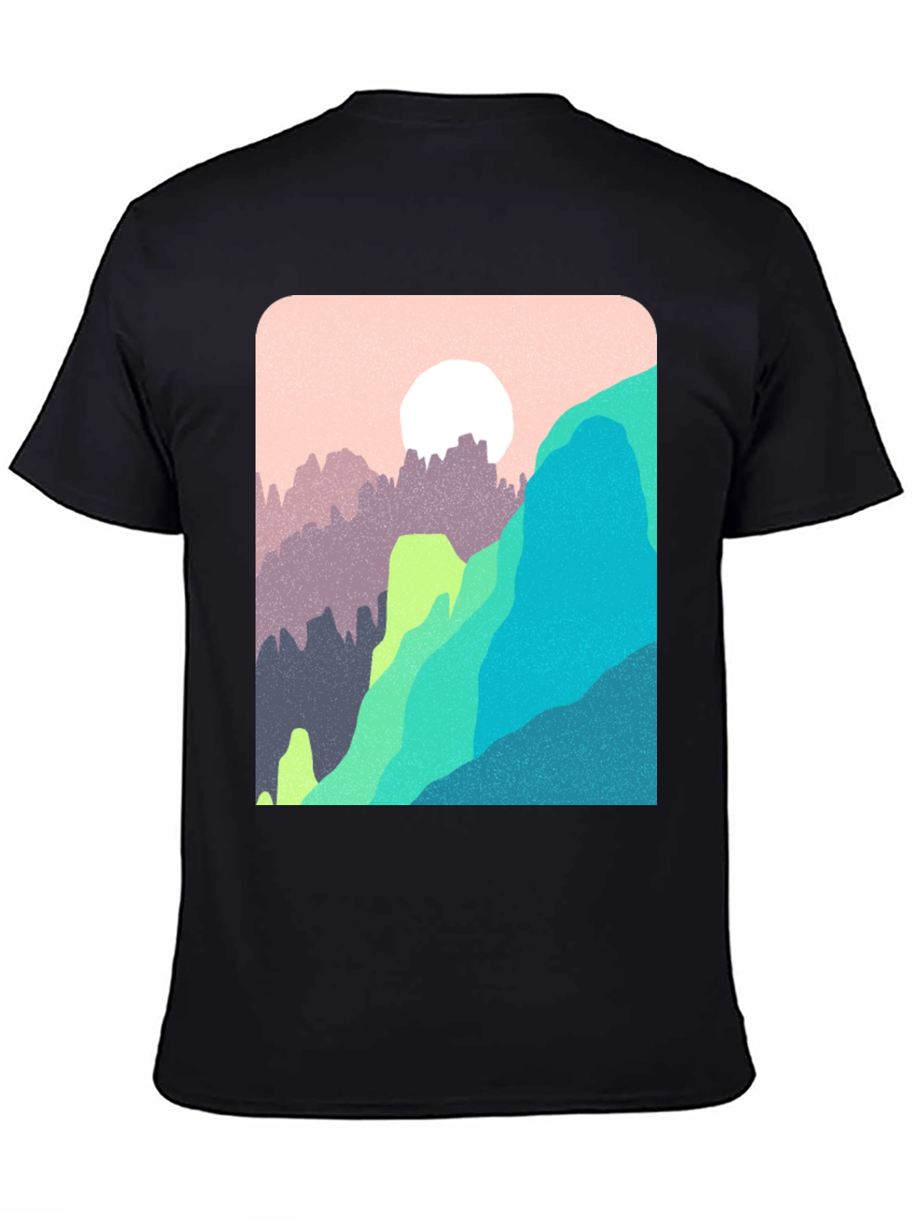 Abstract Mountain Graphic Tee - Trendy Casual Top