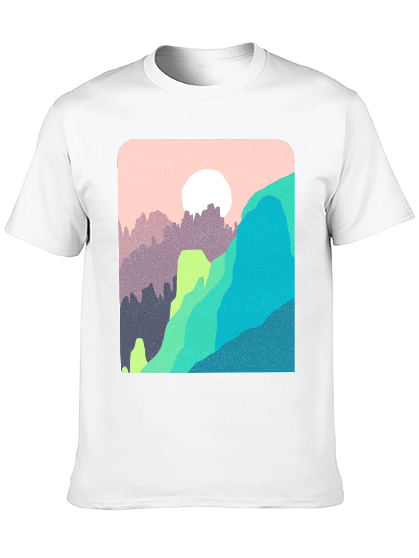 Abstract Mountain Graphic Tee - Trendy Casual Top