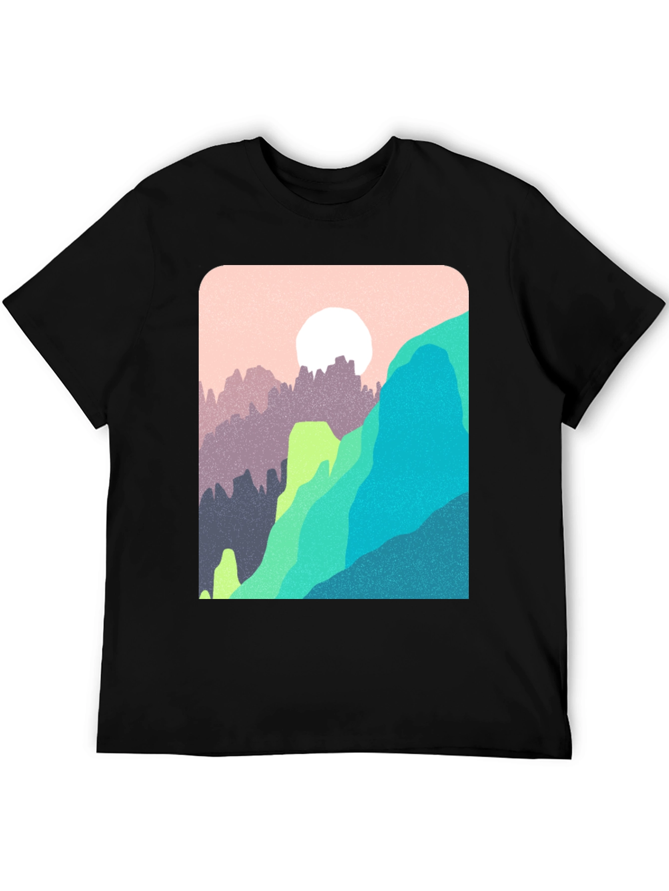 Abstract Mountain Graphic Tee - Trendy Casual Top