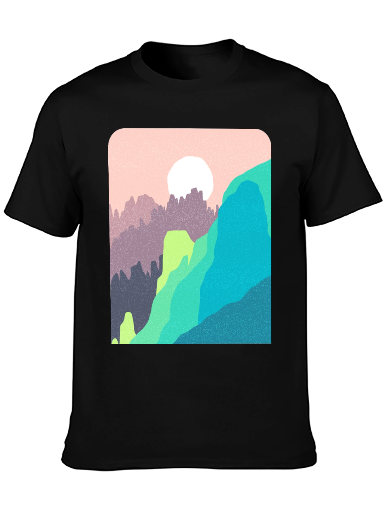 Abstract Mountain Graphic Tee - Trendy Casual Top