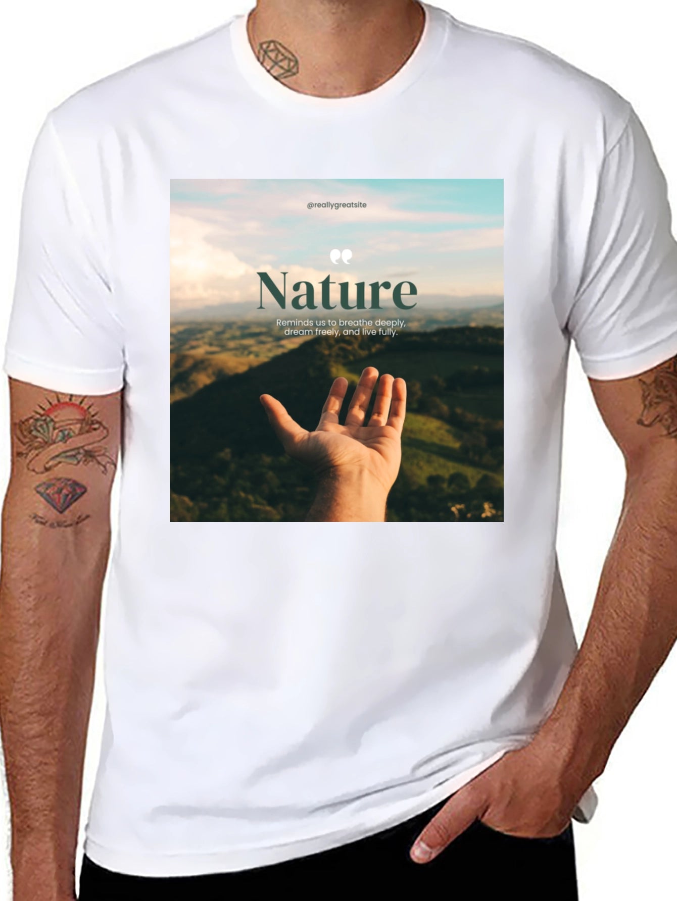 Nature Inspired Graphic Tee - Breath Deeply