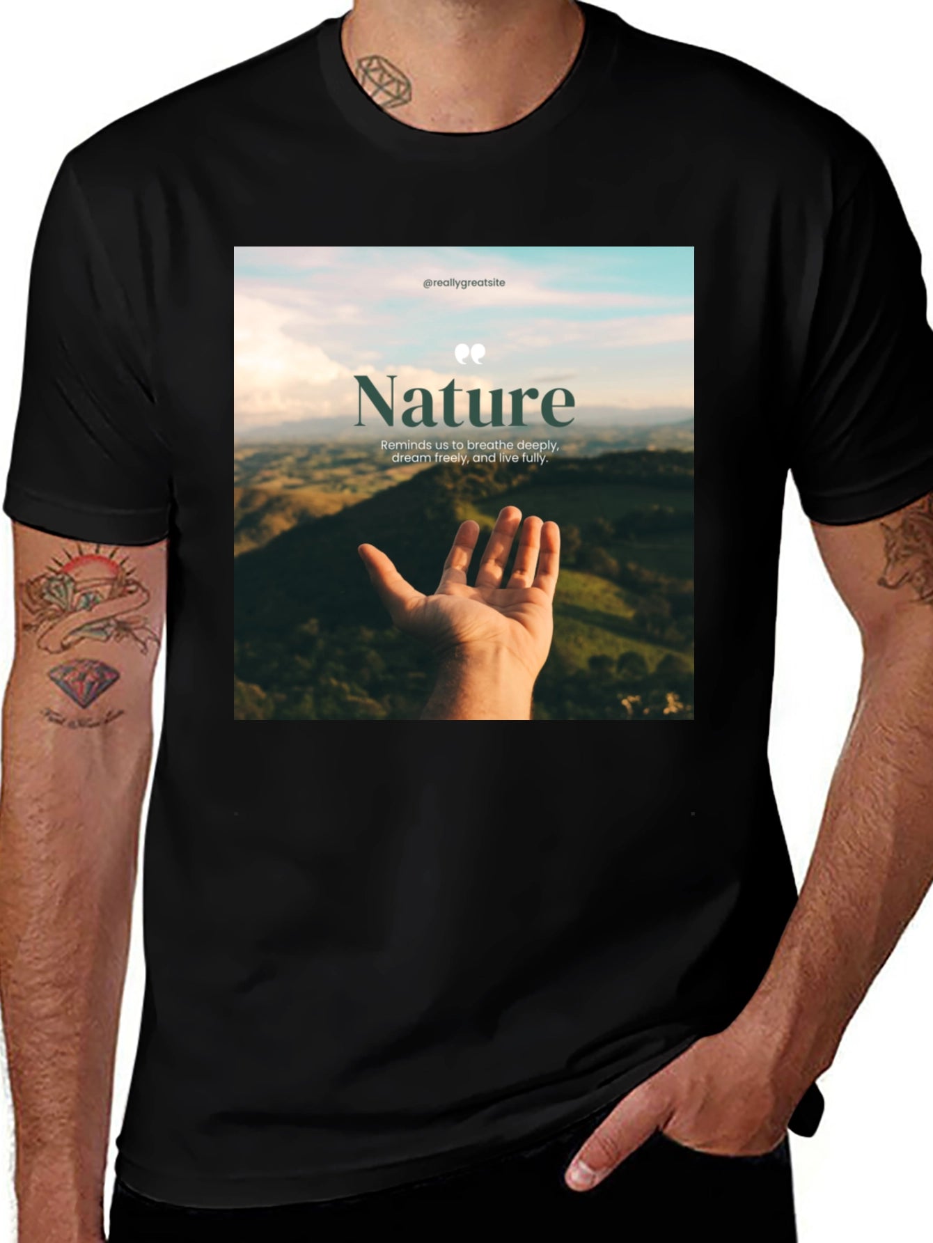 Nature Inspired Graphic Tee - Breath Deeply