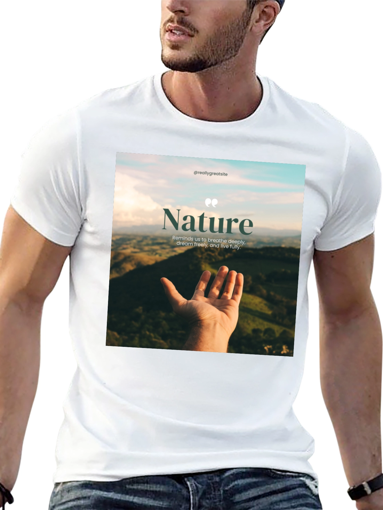 Nature Inspired Graphic Tee - Breath Deeply