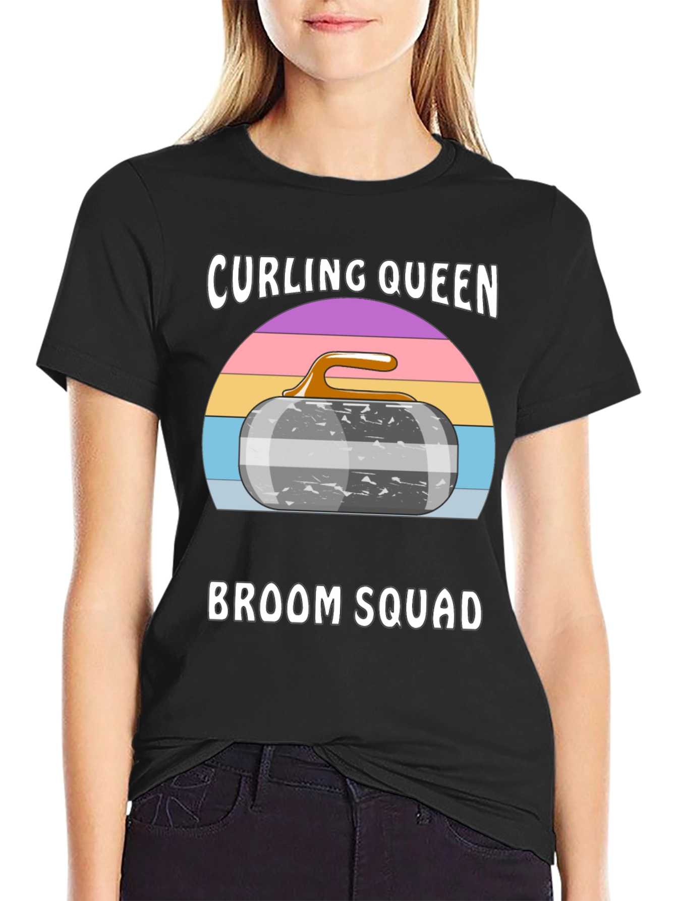 Curling Queen Broom Squad Graphic Tee