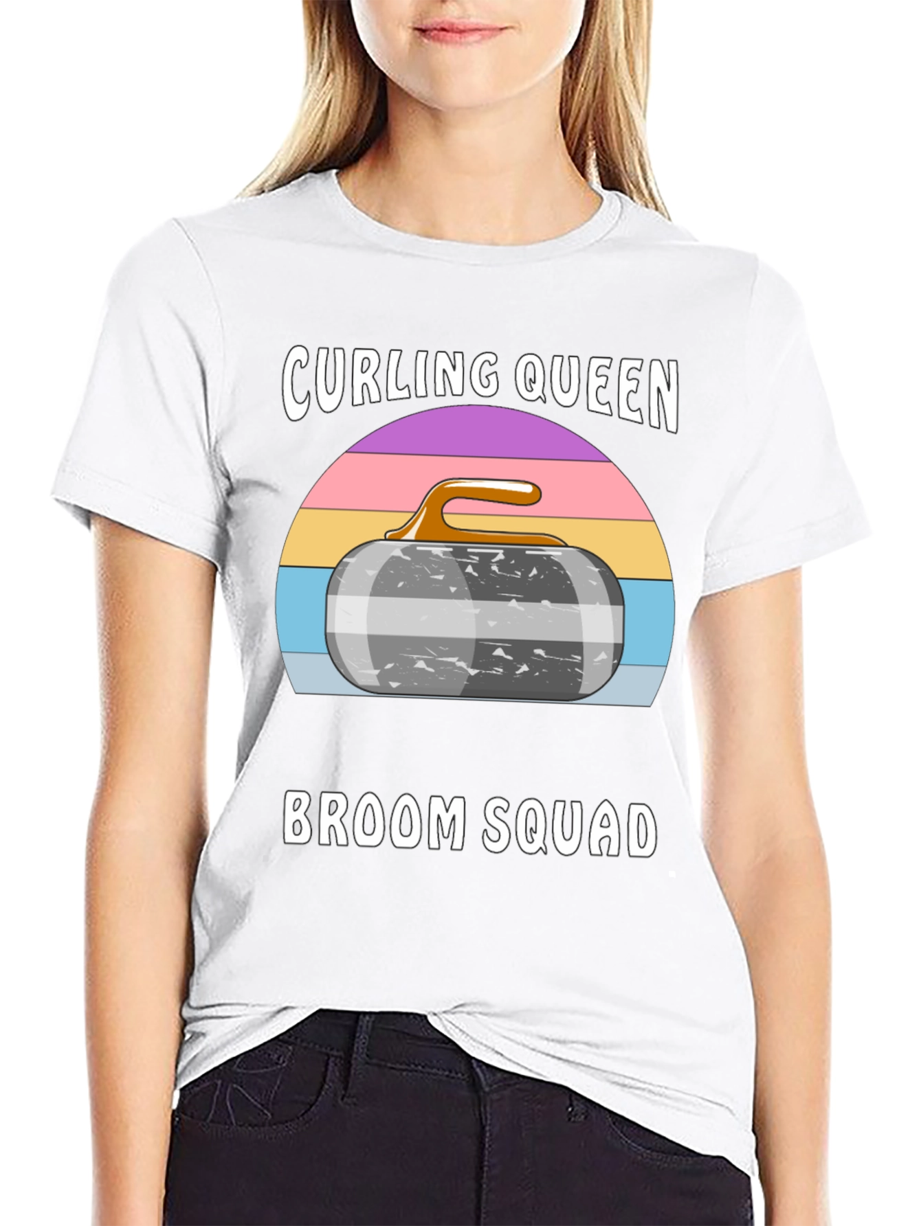 Curling Queen Broom Squad Graphic Tee