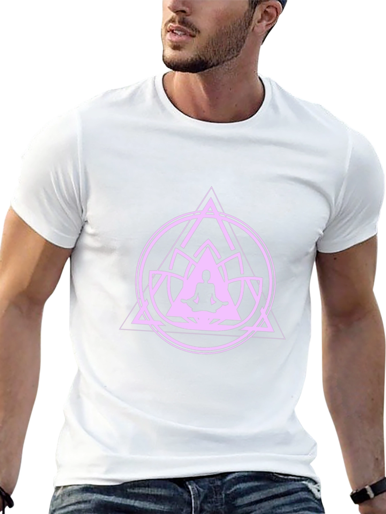 Meditative Mandala Graphic Tee - Black Cotton T-Shirt