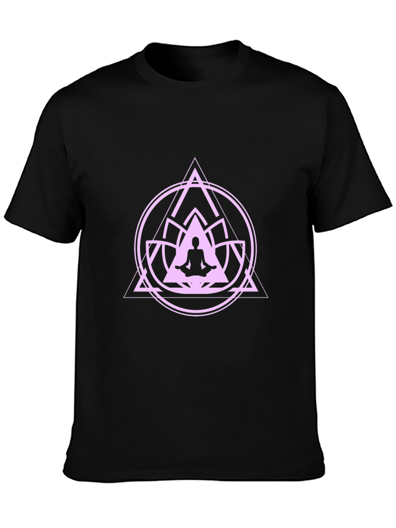 Meditative Mandala Graphic Tee - Black Cotton T-Shirt