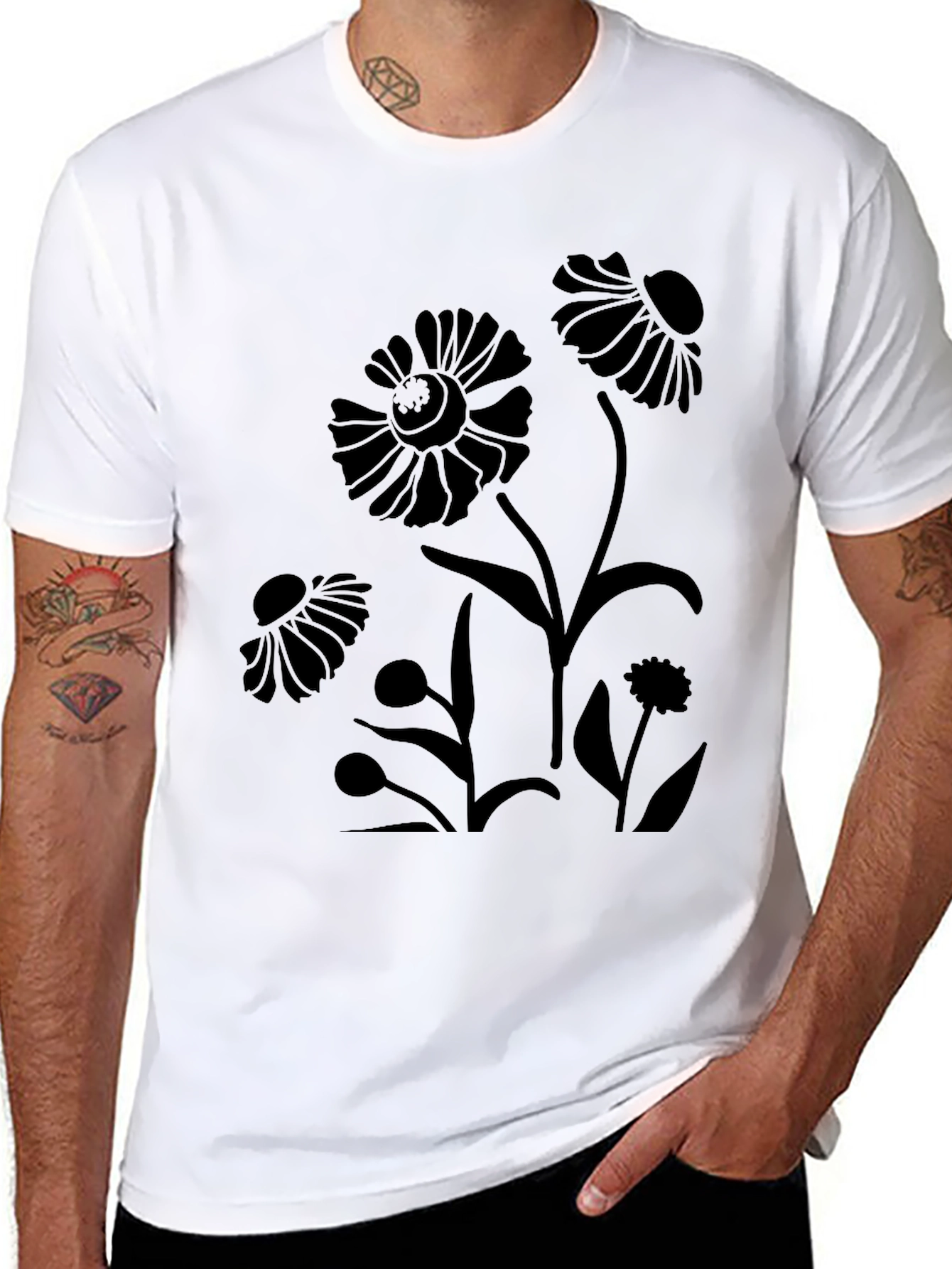 Black Floral Print T-Shirt