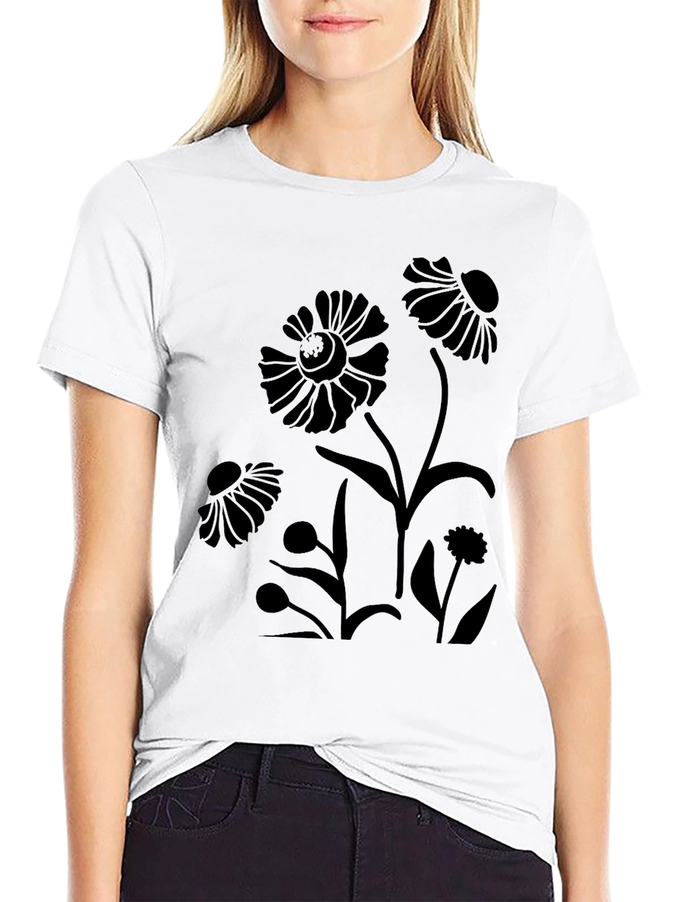 Black Floral Print T-Shirt