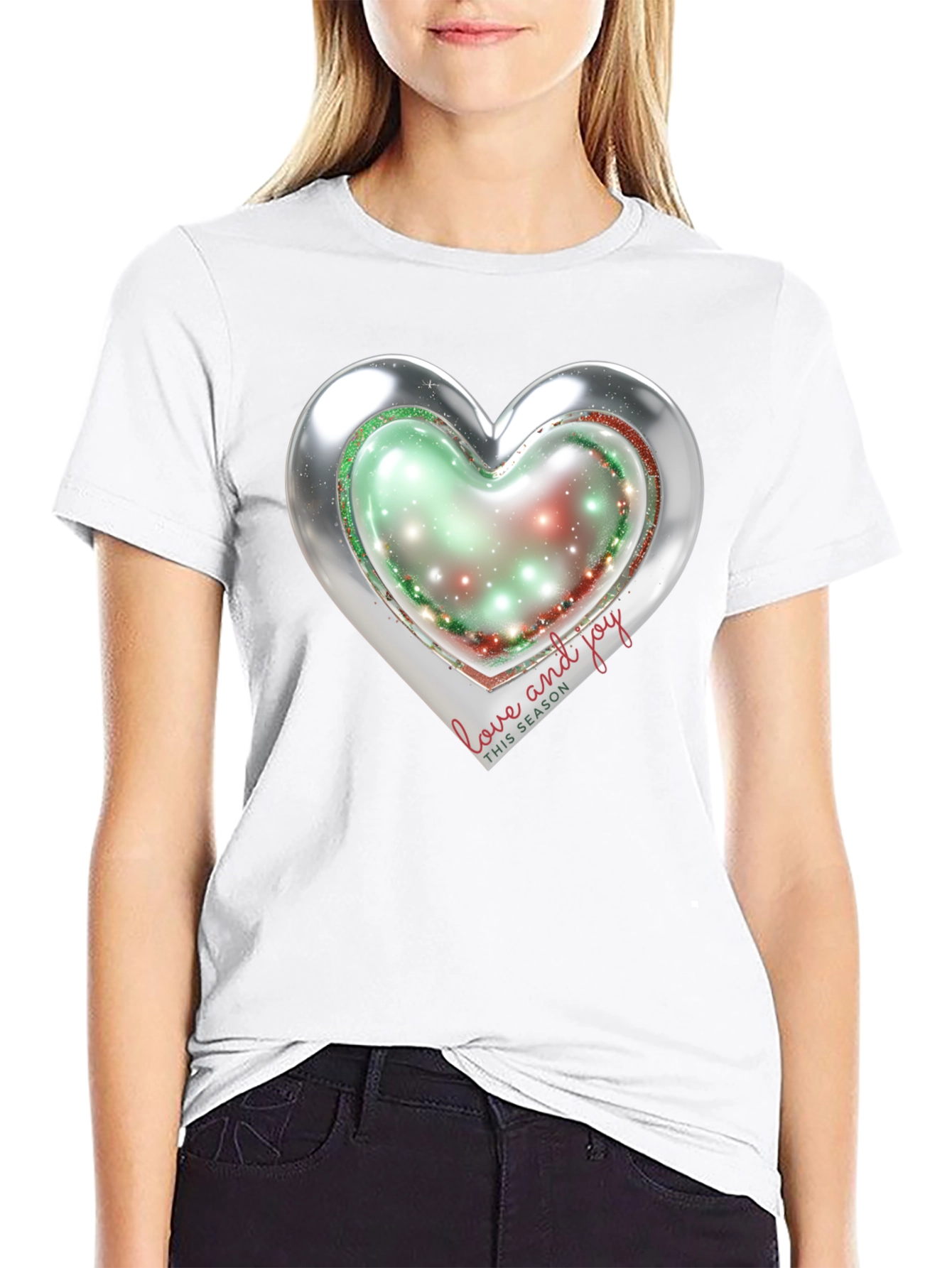 Love and Joy Heart Holiday T-Shirt