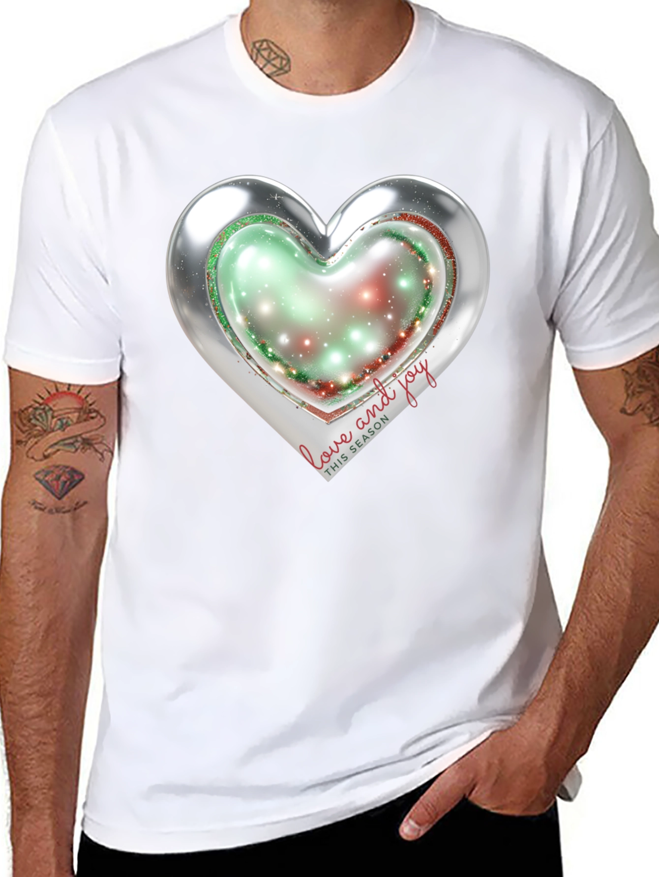 Love and Joy Heart Holiday T-Shirt
