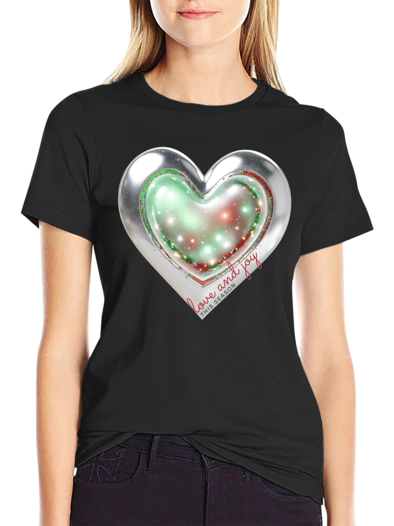 Love and Joy Heart Holiday T-Shirt