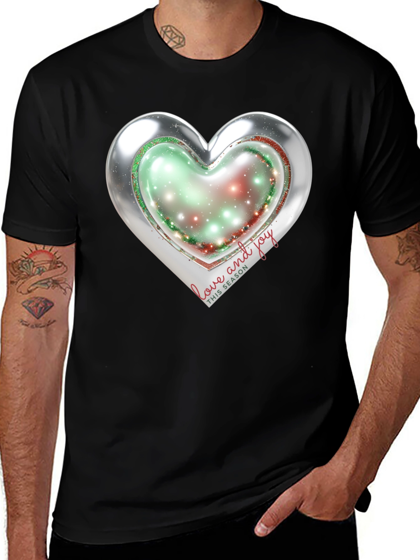 Love and Joy Heart Holiday T-Shirt