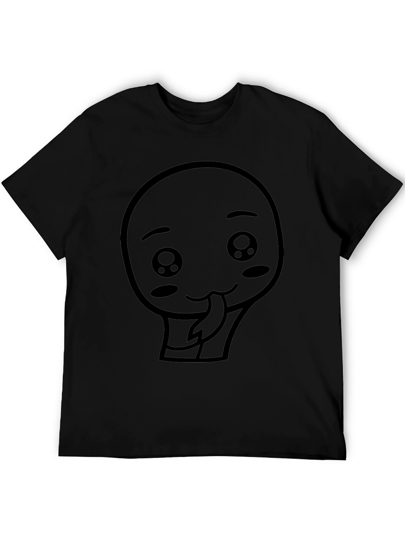 Cute Kawaii Face Graphic Tee - Black