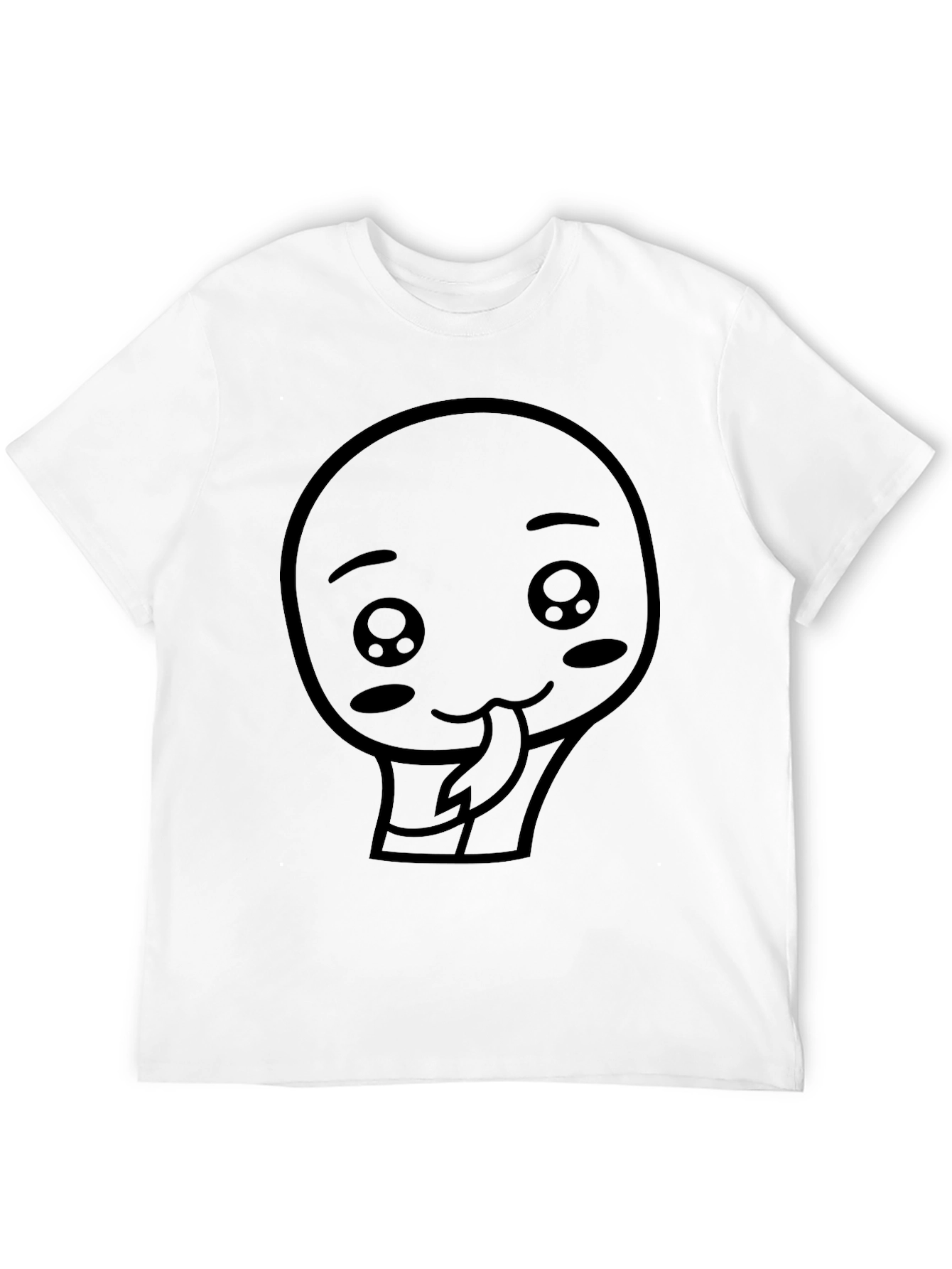 Cute Kawaii Face Graphic Tee - Black