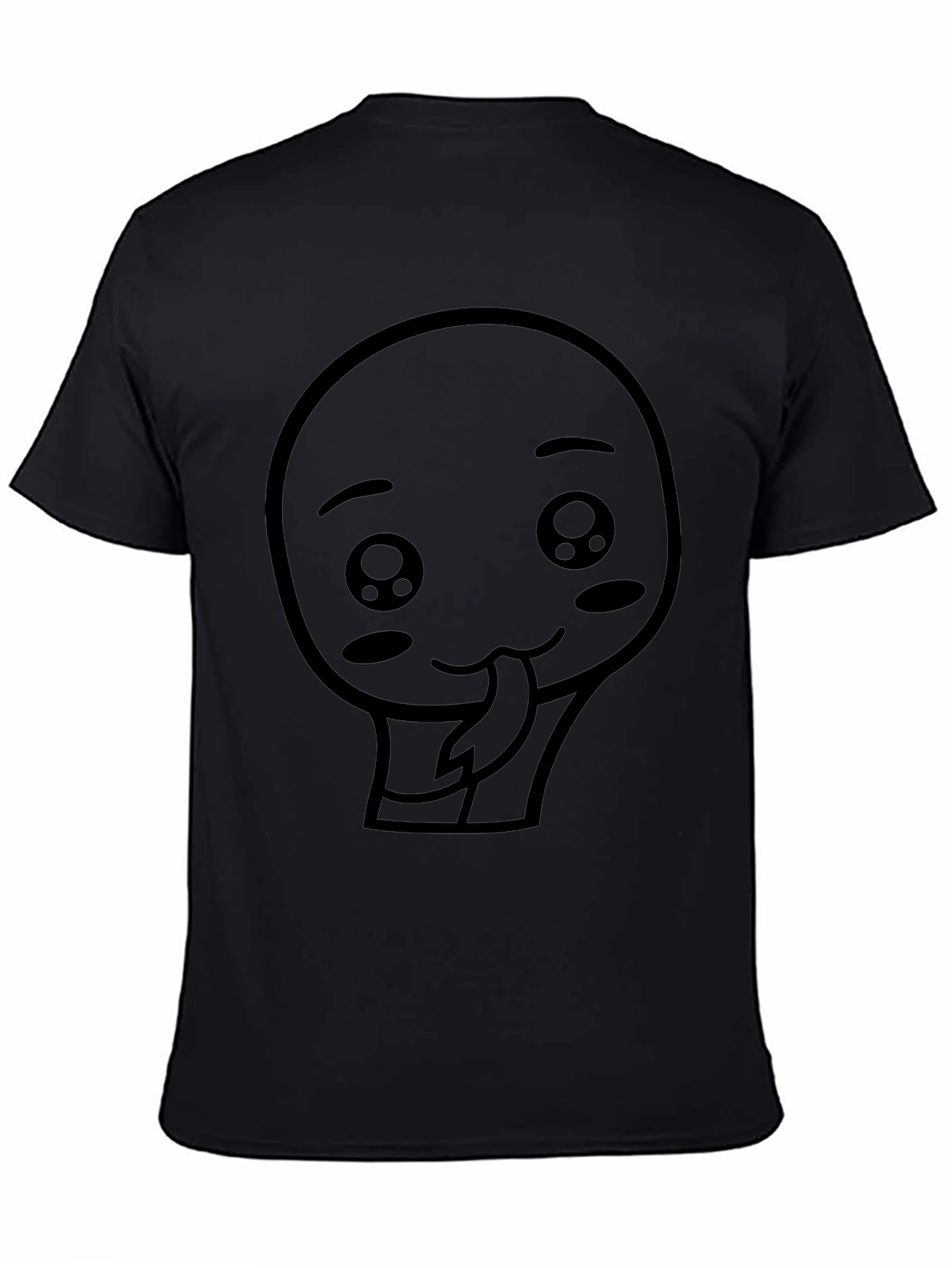 Cute Kawaii Face Graphic Tee - Black