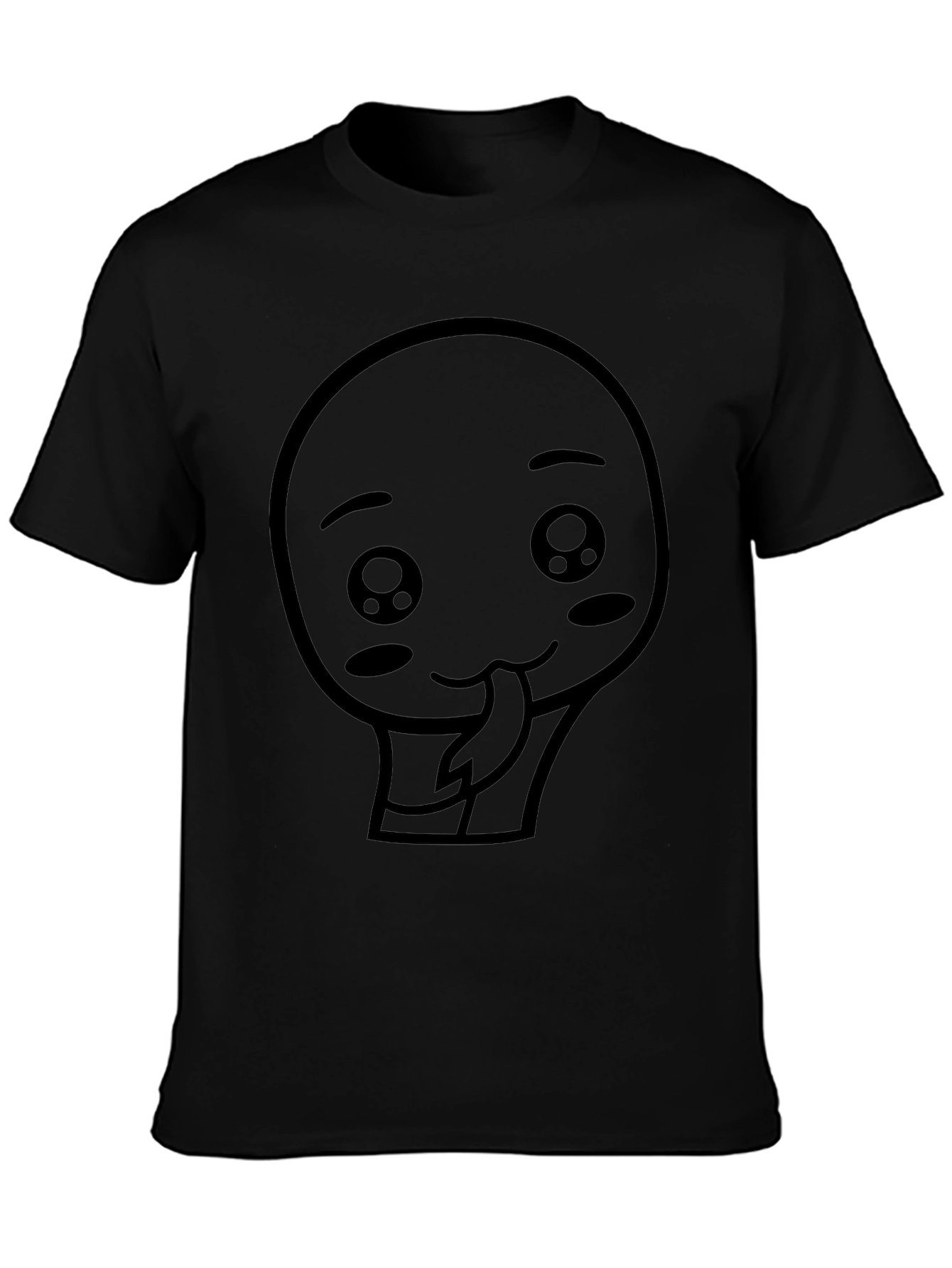Cute Kawaii Face Graphic Tee - Black