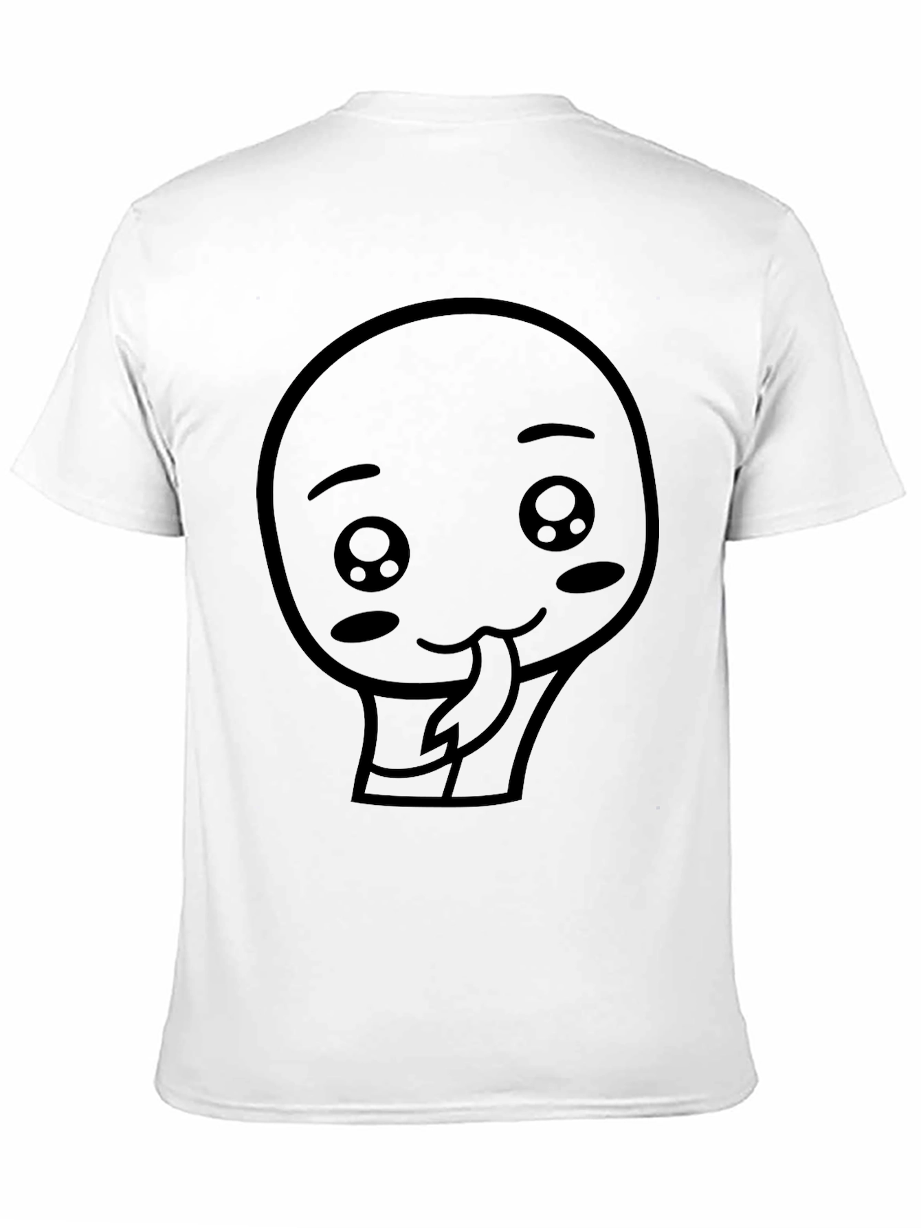 Cute Kawaii Face Graphic Tee - Black