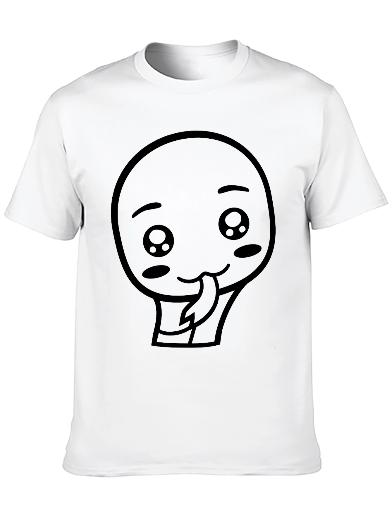 Cute Kawaii Face Graphic Tee - Black