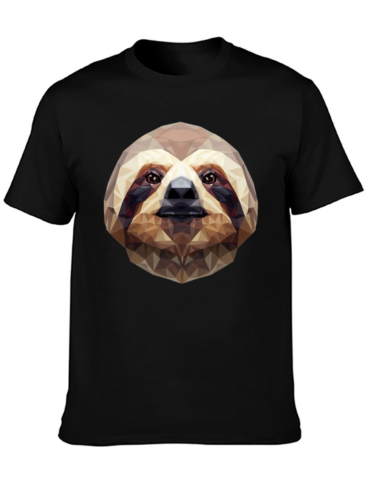 Geometric Sloth Graphic Tee - Black