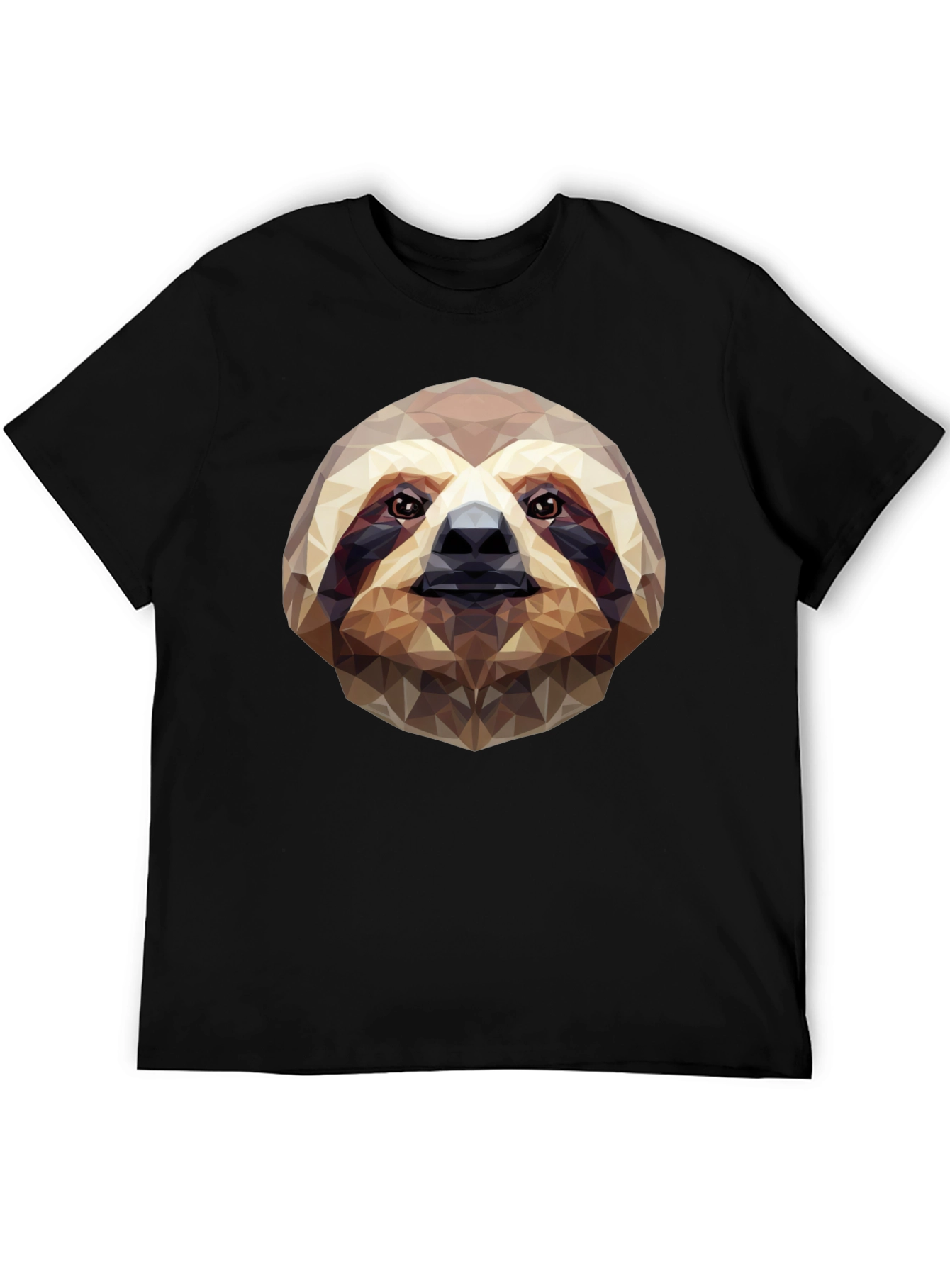 Geometric Sloth Graphic Tee - Black