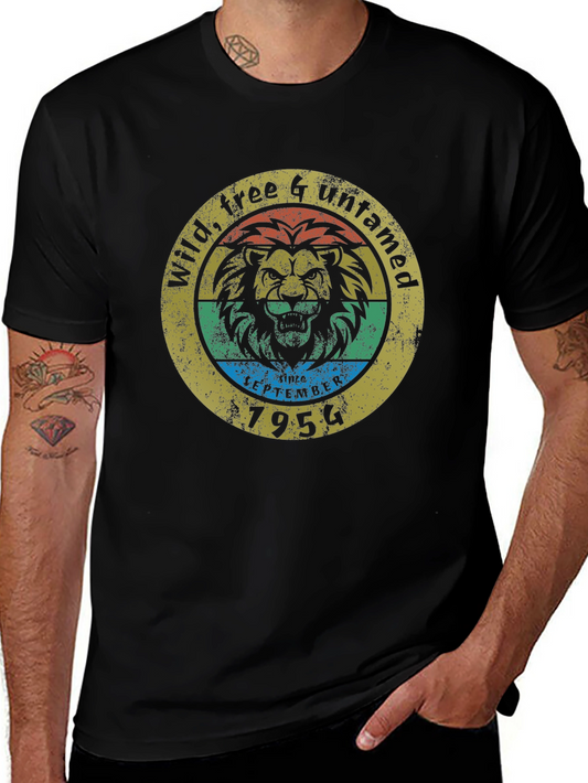 Wild Free & Untamed Lion Graphic Tee - 1954 Birthday Shirt
