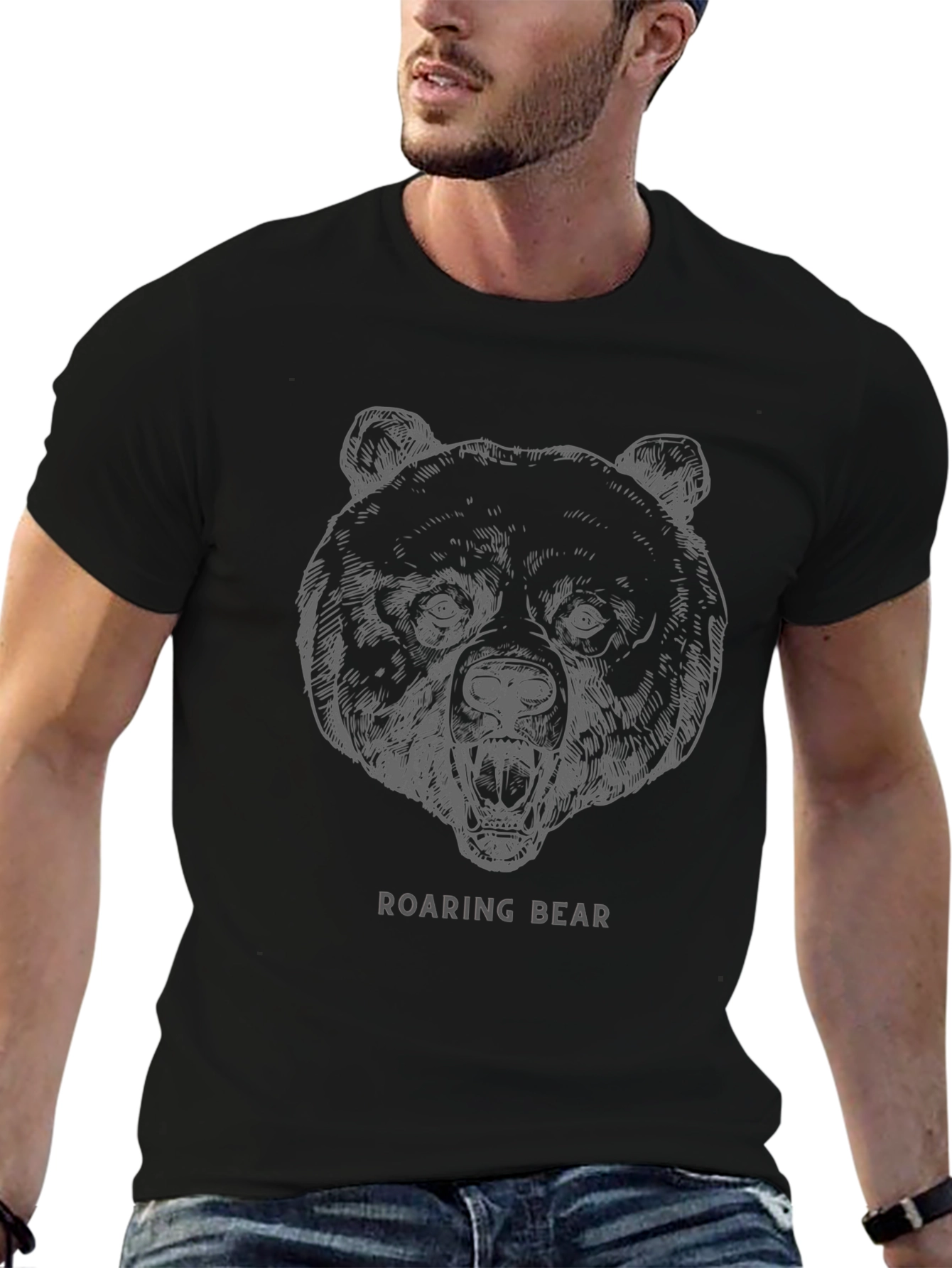 Roaring Bear Graphic T-Shirt - Stylish Mens Tee